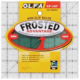 OLFA Frosted Advantage Non-Slip Ruler "The Compact", 6.5" x 6.5"(1071798)