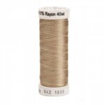 Sulky 40 Wt. Rayon machine embroidery thread has the same luster and soft, warm, natural look as silk with silk's smoothness, but it is stronger than either silk or cotton thread of the same weight. It won't fray, fuzz or shrink and it has less stretch than Polyester so it is the thread that most digitizers use as the standard for their embroidery designs. Sulky 40 wt. Rayon Decorative Thread is thicker than a 50 wt. regular sewing thread, for faster, fuller coverage. Ideal for computer machine embroideries, quilting by hand or machine, blanket stitch, appliqueing, top stitching, flat lock serging and rolled edges. Machine washable and dry cleanable. Recommended Needle Size: 12/80 or 14/90 Embroidery Needle.