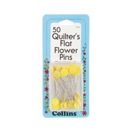 Collins Yellow Quilters Flat Flower Pins-2 Inch 50-Pkg (C115)