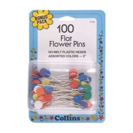 Collins Flat Flower Pins, Assorted Colors - 2" (C155)